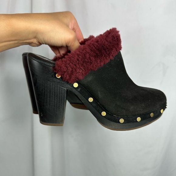 UGG Adele fur trim suede clogs size 9 - Picture 1 of 9